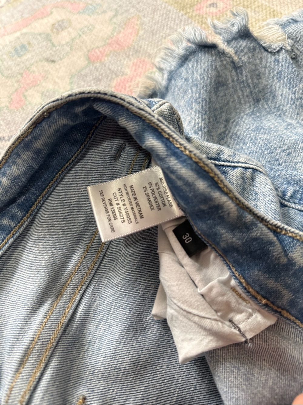 Flying Monkey light Wash Women’s Jeans with Frayed Hem - Picture 3 of 3